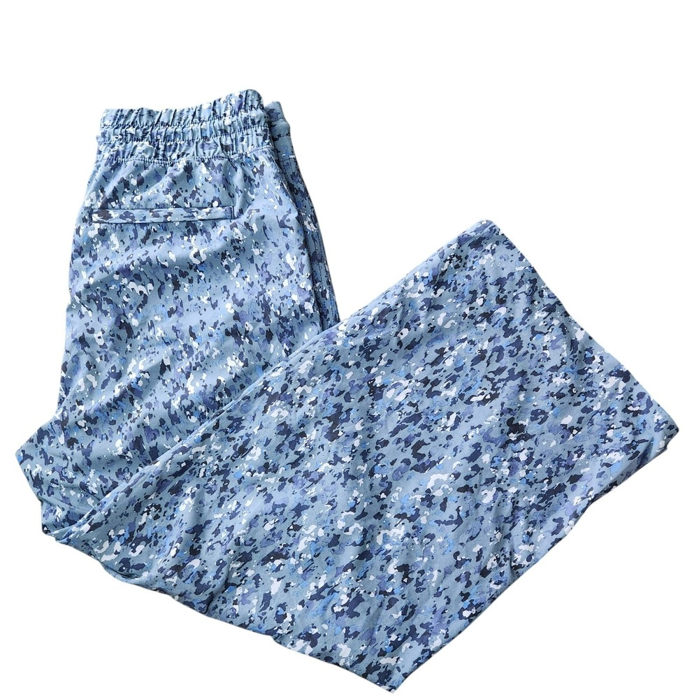 Athleta Blue Camo Abstract Print Wide Leg Drawstring Pants Size 4